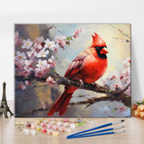 TUMOVO Animals DIY Oil Painting Kit, Bird Paint by Numbers for Adults, Cardinal Paint by Numbers with Brushes and Pigment, Canvas Arts for Wall Decor, 16x20 Inch, Frameless TUMOVO