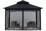 MASTERCANOPY Outdoor Garden Gazebo for Patios with Stable Steel Frame and Netting Walls (8x8,Black) MASTERCANOPY