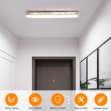 Qcyuui Dimmable LED Ceiling Light 39.4'' Kitchen Lighting Fixtures Ceiling Modern Luxury Crystal Ceiling Light with Remote Chrome Long Ceiling Light Fixture for Kitchen Dining Room Hallway,48W Qcyuui