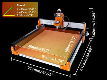 FoxAlien CNC Router Machine Masuter 3 with Steel Wheels, 3-Axis Engraving Milling Machine 15.75” x 15.75” x 3.74” Working Area for Wood Acrylic MDF Nylon Carving Cutting - WoodArtSupply