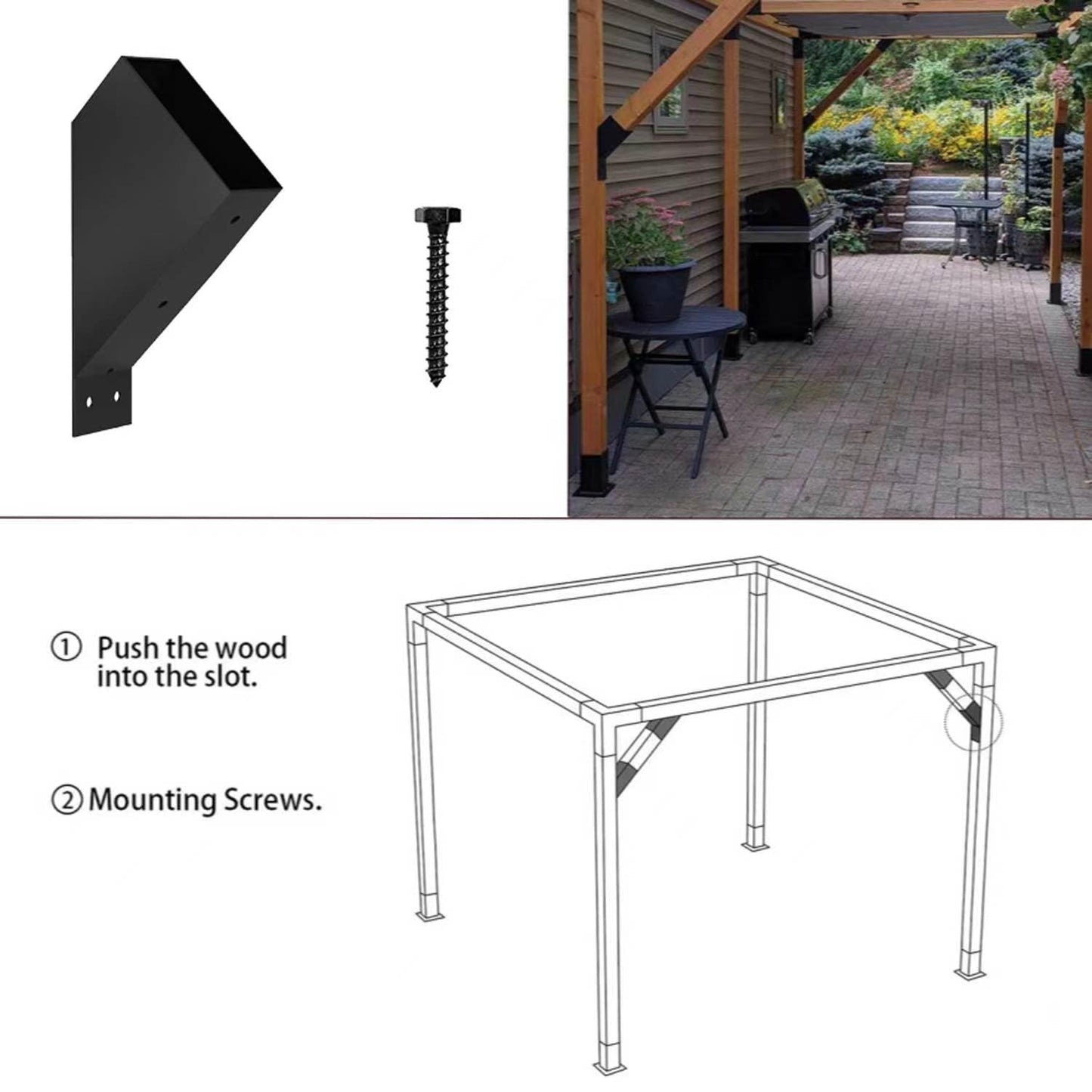 ORIGLE Pergola Brackets, 45-Degree Angle Support Bracket, Heavy Duty Connector Brace for 2''x4'' Wood Posts (8)