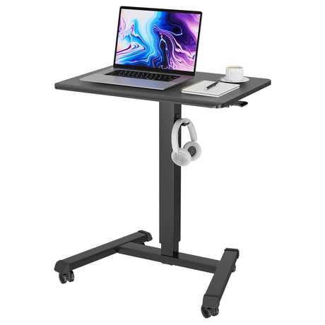 BONTEC 25.6" x 17.7" Gas Spring Mobile Stand Up Desk, Podium, Rolling Standing Desk Up to 33LBS with Wheels and Stoppers, Laptop Standing Desk Height Adjustable, Black BONTEC