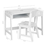 UTEX Kids Desk and Chair Set, Study Desk for Kids with Drawers, Wooden Children Table Set, Student Writing Desk Computer Workstation for Bedroom & Study Room UTEX