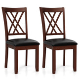 Giantex Wood Dining Chairs Set of 2, Faux Leather Upholstered Kitchen Chairs with Rubber Wood Legs, Padded Seat, Max Load 355 Lbs, Farmhouse Armless Wooden Dining Room Chair Giantex