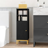 Hzuaneri Bathroom Storage Cabinet, Corner Floor Cabinet with Shelves, Customized Door Opening Direction, Bathroom Organizer with Adjustable Shelf for Kitchen, Living, Toilet Paper Cabinet, Black Hzuaneri