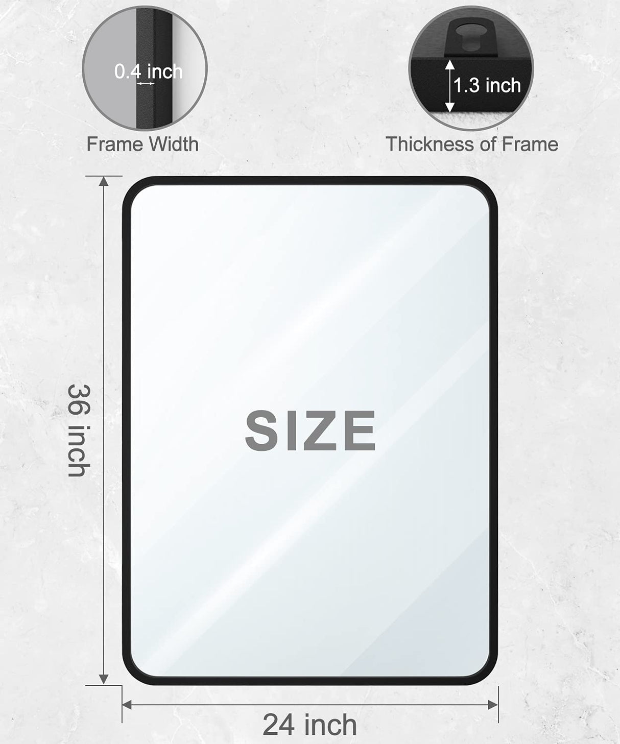 USHOWER 2-Pack Black Bathroom Mirrors 24 x 36 Inch, Metal Frame Rectangle Mirror, Modern Farmhouse Vanity Mirror, Wall Mounted USHOWER