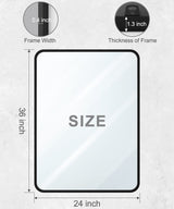 USHOWER 2-Pack Black Bathroom Mirrors 24 x 36 Inch, Metal Frame Rectangle Mirror, Modern Farmhouse Vanity Mirror, Wall Mounted USHOWER