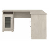 Bush Furniture Cabot 60W L Shaped Computer Desk with Storage in Linen White Oak Bush Business Furniture