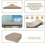 Morikoro 10x10 Canopy Replacement Top Canopy Cover Replacement 10x10 FT Double Tiered Gazebo Covers for Yard Patio Garden Canopy Sunshade (Coffee Liqueur+Brown with lace) Morikoro