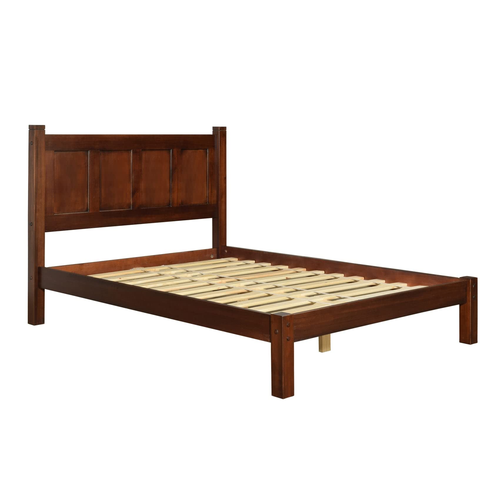 Grain Wood Furniture Shaker Solid Wood Panel Platform Bed, Full Size, Cherry - WoodArtSupply