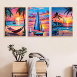T.HENV Diamond Art Kits for Adults, 6 Packs Summer Beach Daimond Paint by Numbers Kit for Adults, 5D DIY Diamond Painting Kit, Crystal Gem Art Kits for Home Wall Deacor, Living or Bedroom, 12x16 inch T.HENV