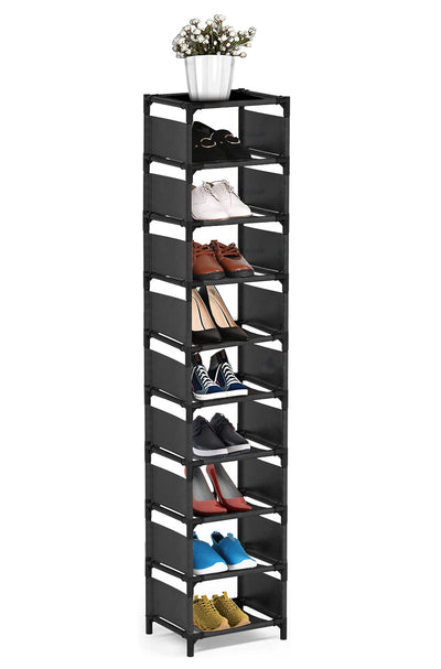 isightguard Vertical Narrow Tall Shoe Rack for Front Door Entrance,10 Tiers Sturdy Metal Shoe Rack Organizer for Closet Entryway, Storage Shelf, Space Saving Stackable Shoe Tower