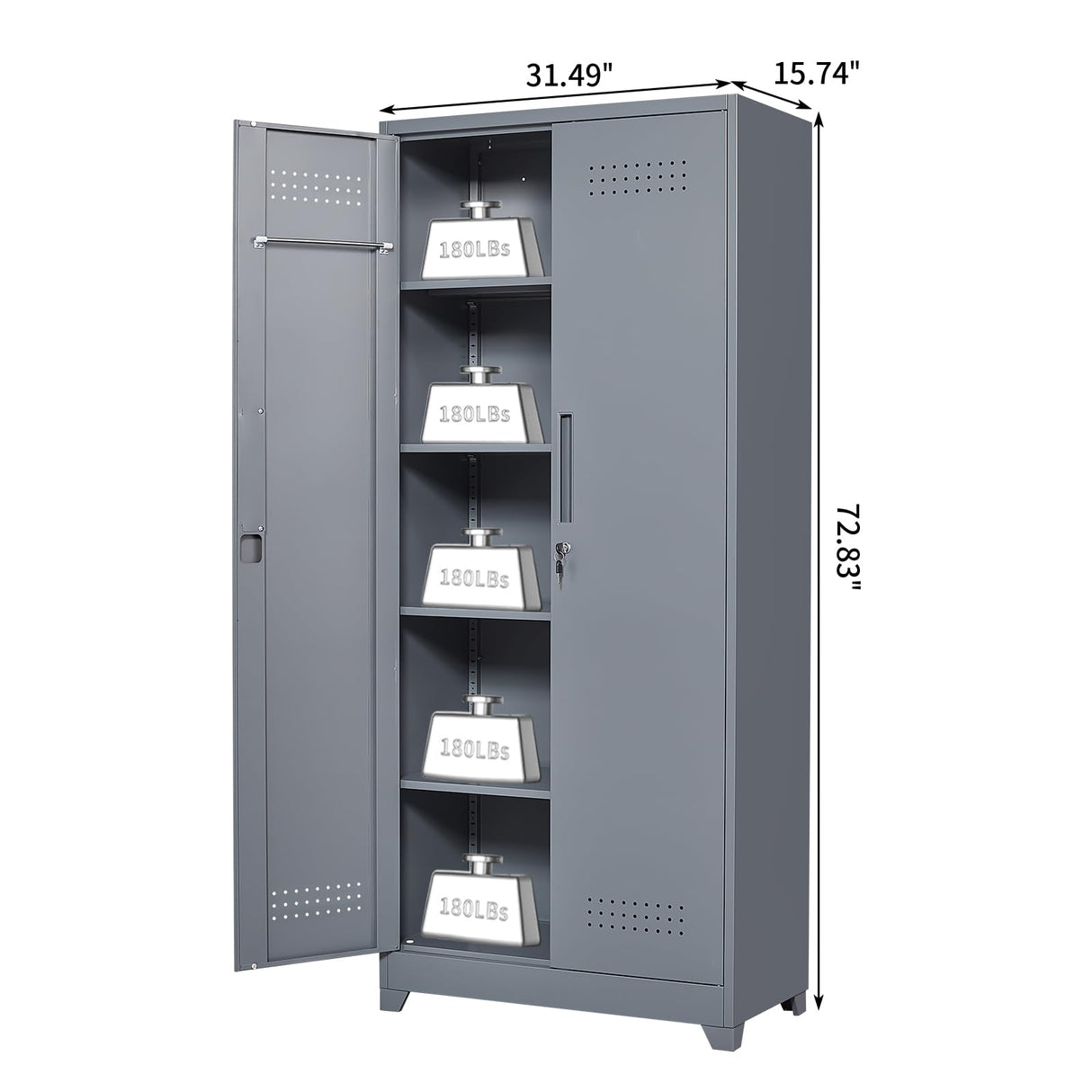 STEELIST 73" H Utility Storage Cabinet, Tall Cabinet with Doors and Shelves, File Cabinet with Pegboard, Heavy Duty Garage Storage Cabinets for Home Office, School, Basement, Gym STEELIST