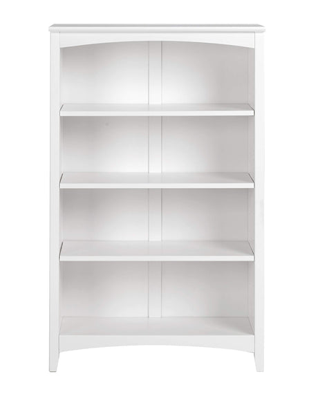 Camaflexi Shaker Style Solid Wood 4-Shelf Bookcase - 48 Inch High Adjustable Display Unit in White Camaflexi