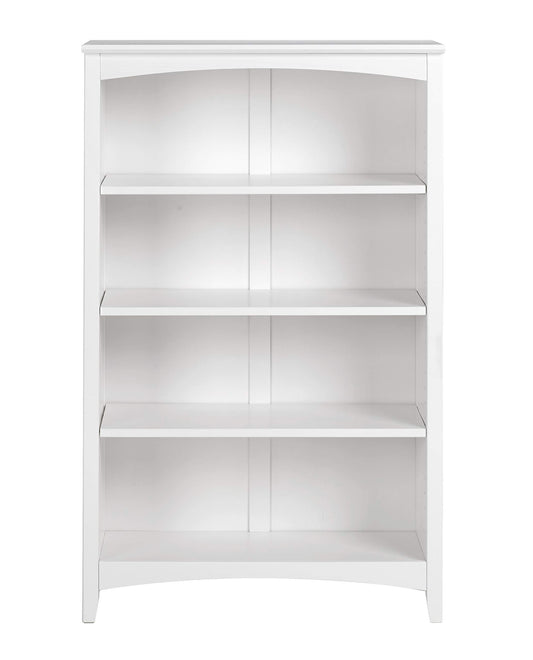 Camaflexi Shaker Style Solid Wood 4-Shelf Bookcase - 48 Inch High Adjustable Display Unit in White - WoodArtSupply