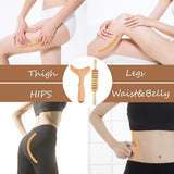 Wood Therapy Massage Tools Wooden Gua Sha Kits Maderoterapia Kit Body Sculpting Tools Wood Massager Roller for Relax Muscles (2) WYJTPONE