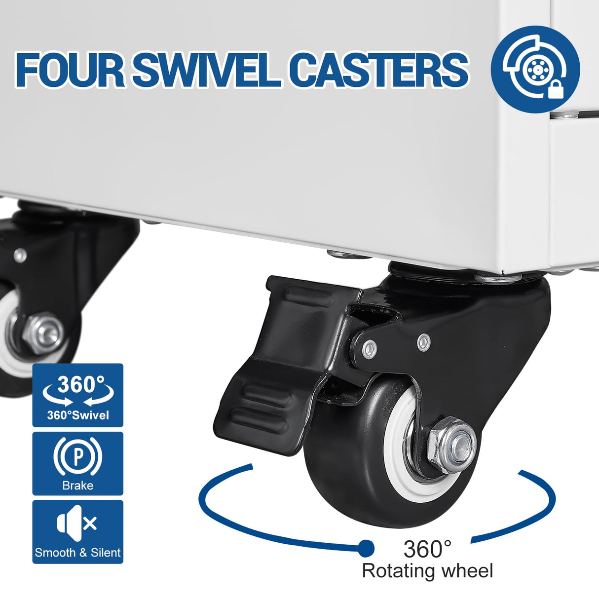 Fesbos 73" Metal Cabinet-White Heavy Duty Rolling Storage Cabinet Steel Tool Cabinets with Wheels, Shelves, Lockable Doors and Drawers- for Garage, Pantry, Warehouse Home Office- Assembly Required Fesbos
