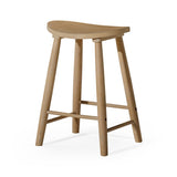 Maven Lane Luna 26 Inch Tall Counter Height Backless Modern Dining Barstool in Rustic Light Oak Wood Finish with Narrow Saddle Seat, Set of 2 Maven Lane