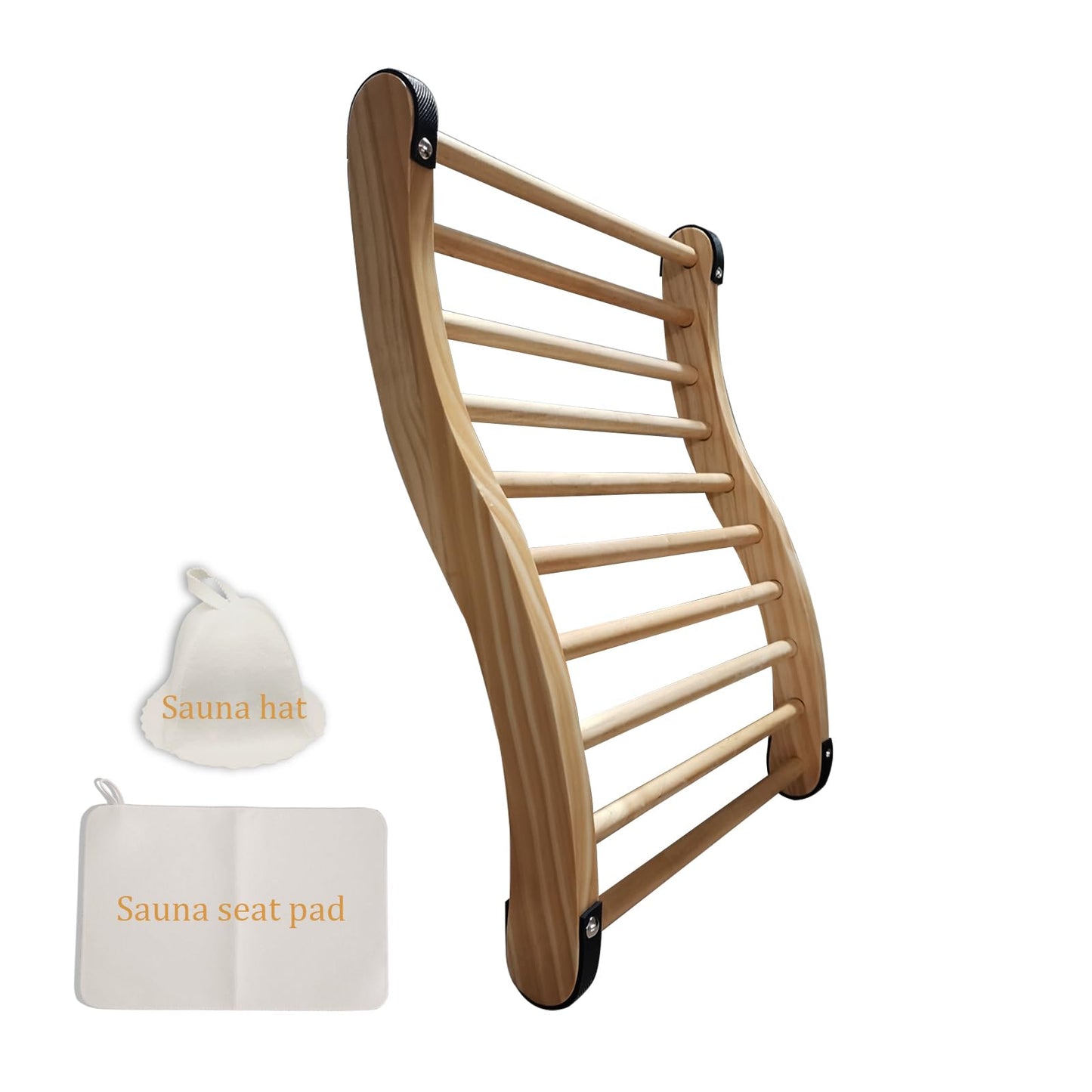 BESTNEWIE Red Cedar Sauna Backrest for Barrel or Infrared Sauna Slip-Resistant, Non-Toxic, Comfortable S-Shape Design - Cedar Sauna Accessories with Felt Sauna Hat and Seat Pad (1 Pack)