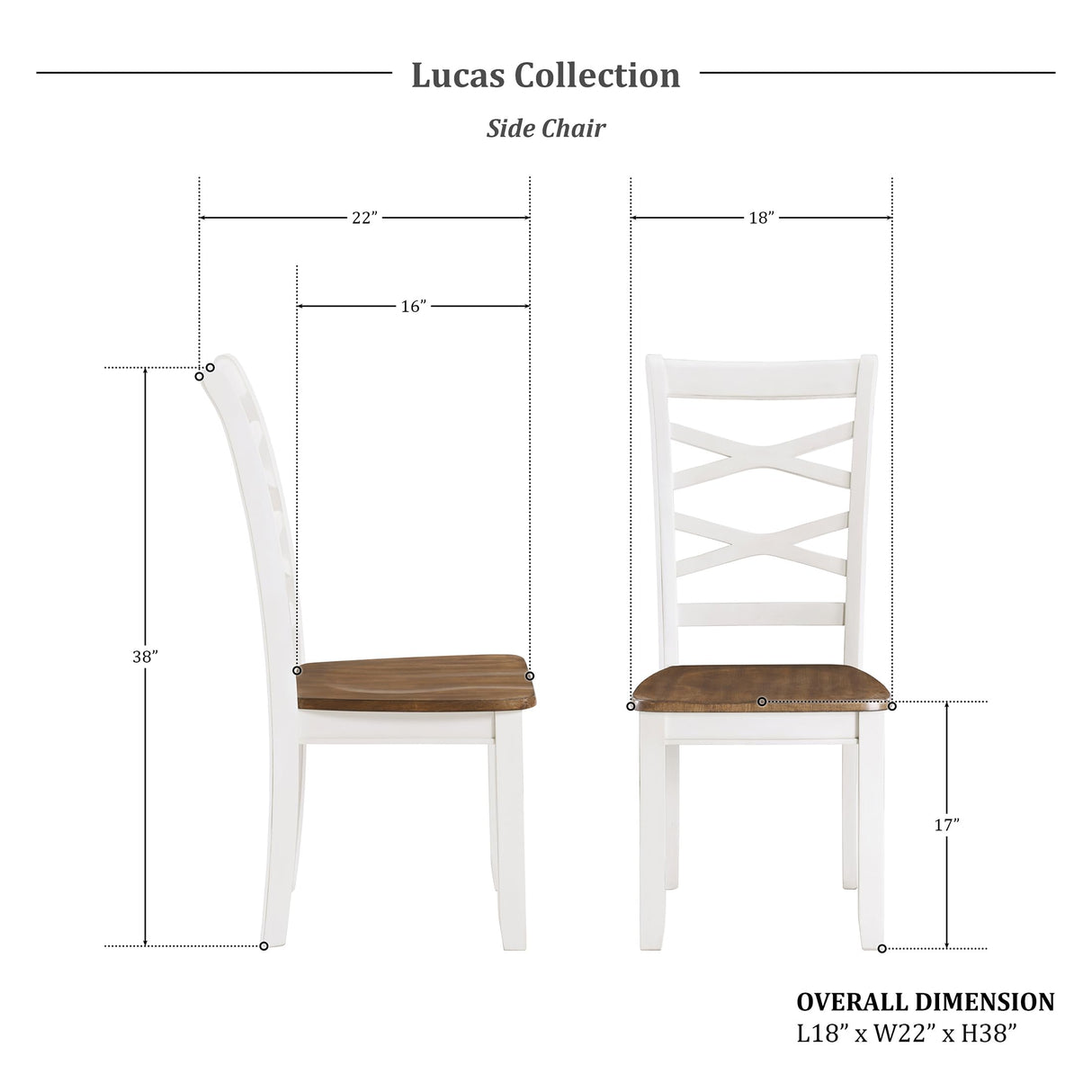 Lexicon Dining Table Set for 6 with Cross Back Chairs, 7 Piece Farmhouse Kitchen Table Set, Solid Wood Dining Room Table and Chairs Set of 6 for Home, Dining Room, Kitchen, Cherry/White Lexicon