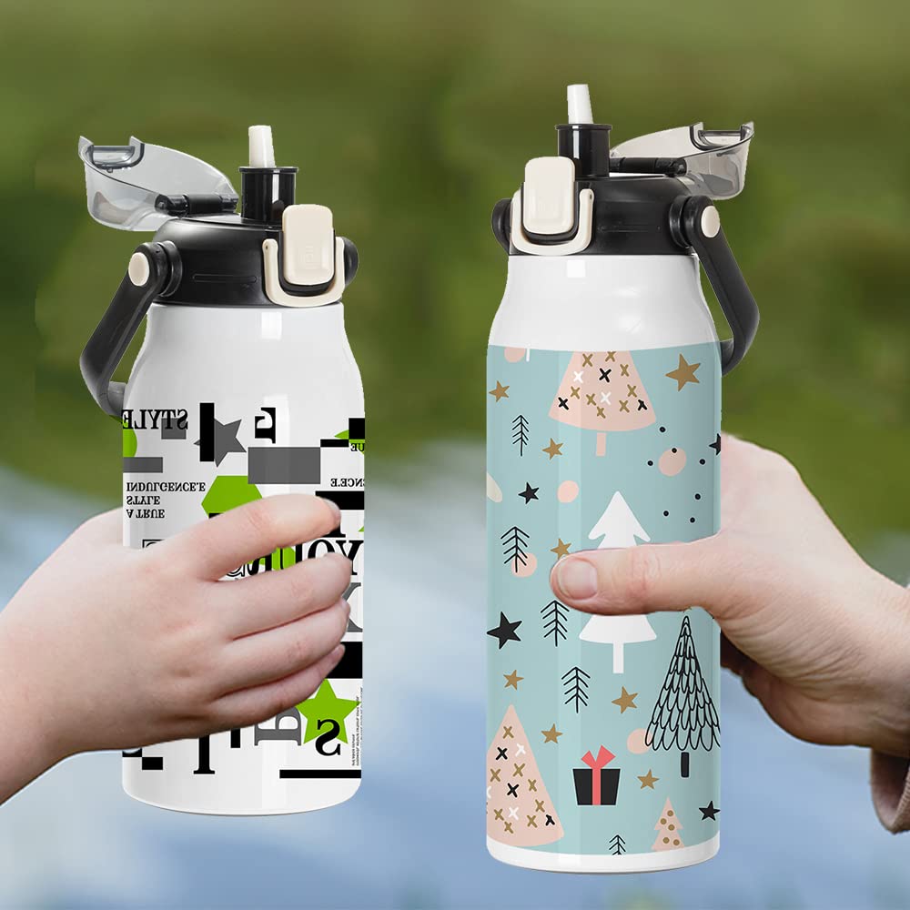 PYD Life Sublimation Water Bottles Vacuum Flasks 44 OZ White with Portable Sippy Up Lid and Straw Large Stainless Steel Travel Tumblers Cups Mugs for Tumbler Heat Press 2 Pack - WoodArtSupply