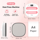Calogy Heat Press Machine for T-Shirts 10"X10", Portable Heat Press Fast Heat Up to 410℉(210ºC), Precise Temp Control, 15 Mins Auto Off Heat Transfer Printer for Bag, Pillow, Apron, Vinyl(White Pink) Calogy