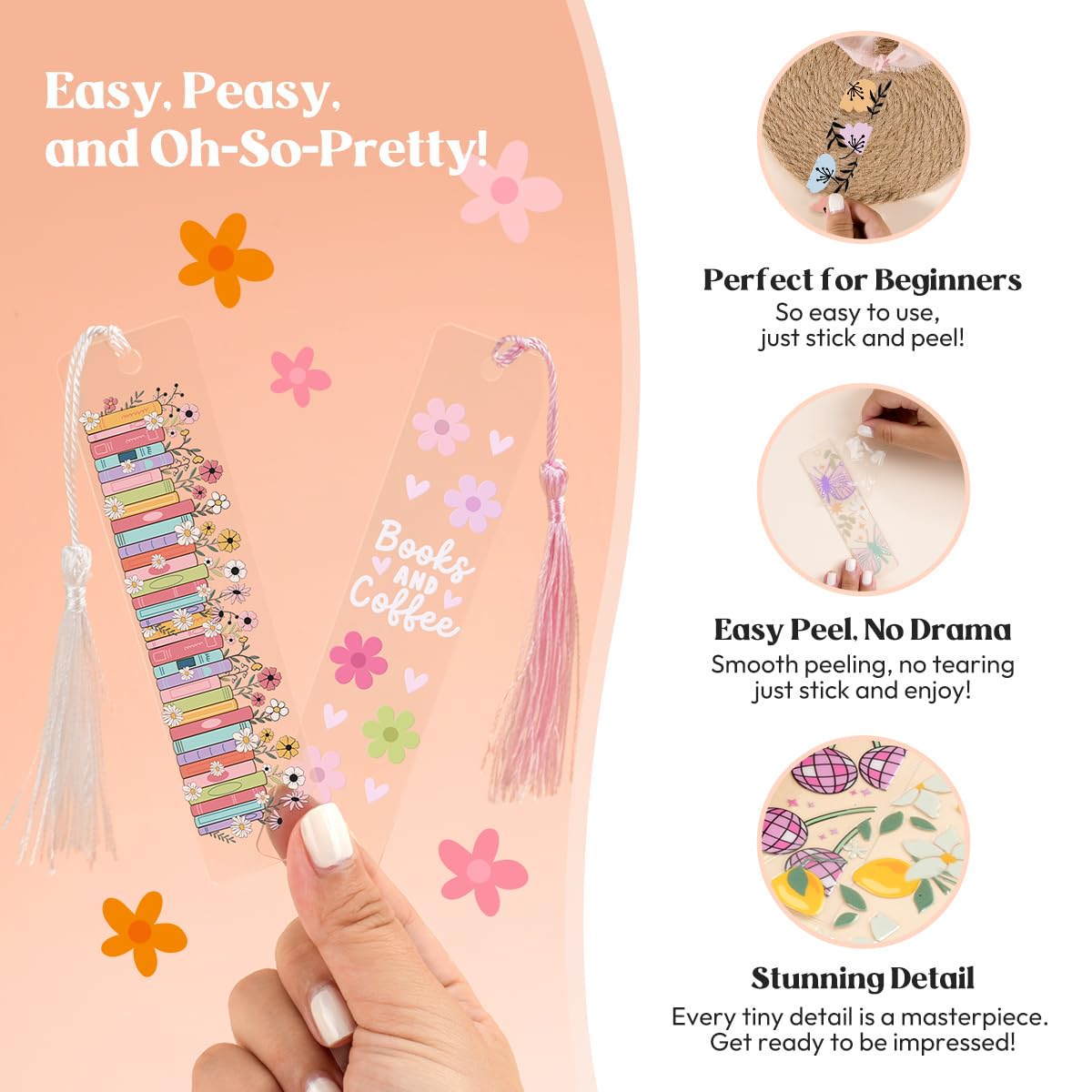 48PCS Bookmark Making Kit, 24 Acrylic Bookmark Blanks with 24Pcs Tassels, 24UV Stickers about Booklover Theme, DIY Blank Bookmarks Waterproof UV DTF Transfers Stickers for Clear Bookmarks DIY Projects Kaciola