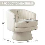 CANMOV Swivel Accent Chair with Armrest, Modern 360 Degree Swivel Barrel Chair with Curve Back and Soft Cushion,Comfy Round Sherpa Teddy Armchair Single Sofa for Living Room,Bedroom,Waiting Room,Beige CANMOV