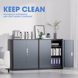 DNA MOTORING Metal Storage Cabinet, 36'' Locking Cabinet with 2 Doors and 2 Adjustable Shelves, Metal Cabinet Heavy Duty Utility Cabinet for Garage,Office,Home,Gym, Gray Black, TOOLS-00631-GY-BK DNA MOTORING