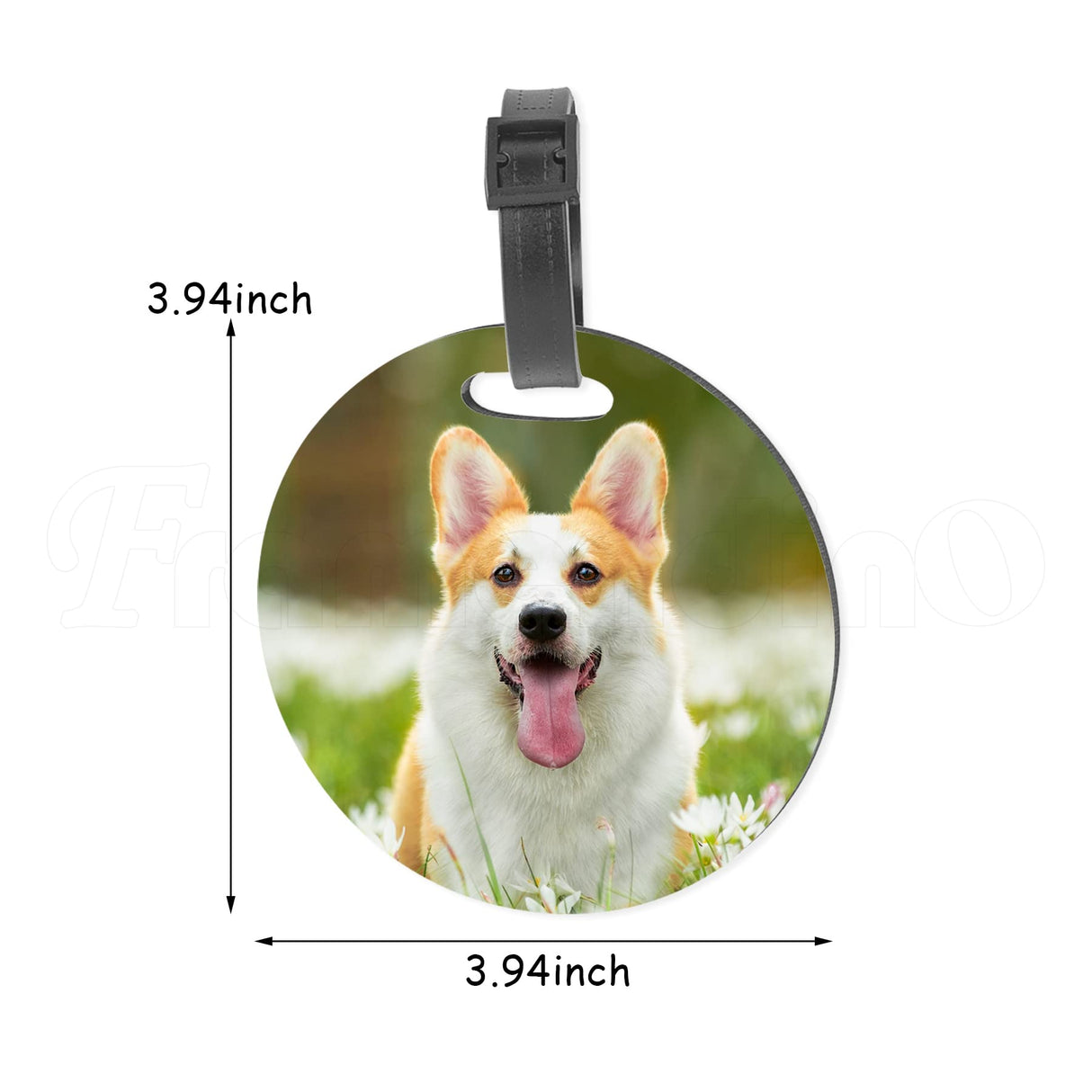 Framendino, 10 Pack Sublimation Blanks Round Luggage Tags with Strap MDF Heat Transfer Double Sided DIY Framendino