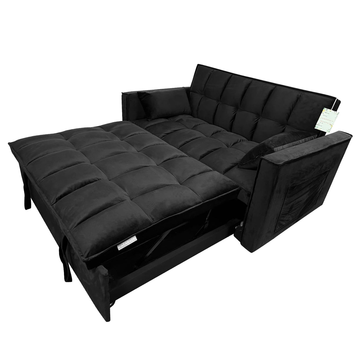 CALABASH 55 Inch Convertible Sleeper Sofa 3 in 1 Velvet Small Loveseat with Pull Out Bed, Reclining Backrest, Toss Pillows and Pockets, Futon Couches for Living Room Apartment Office CALABASH