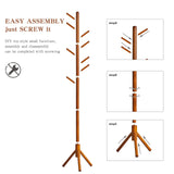 Aibiju Wood Coat Rack Freestanding, Coat Tree with 8 Hooks, 3 Height Options, Suitable for Kids and Adult, Coat Stand for Bedroom Office Entrance Brown YD-1006 Aibiju