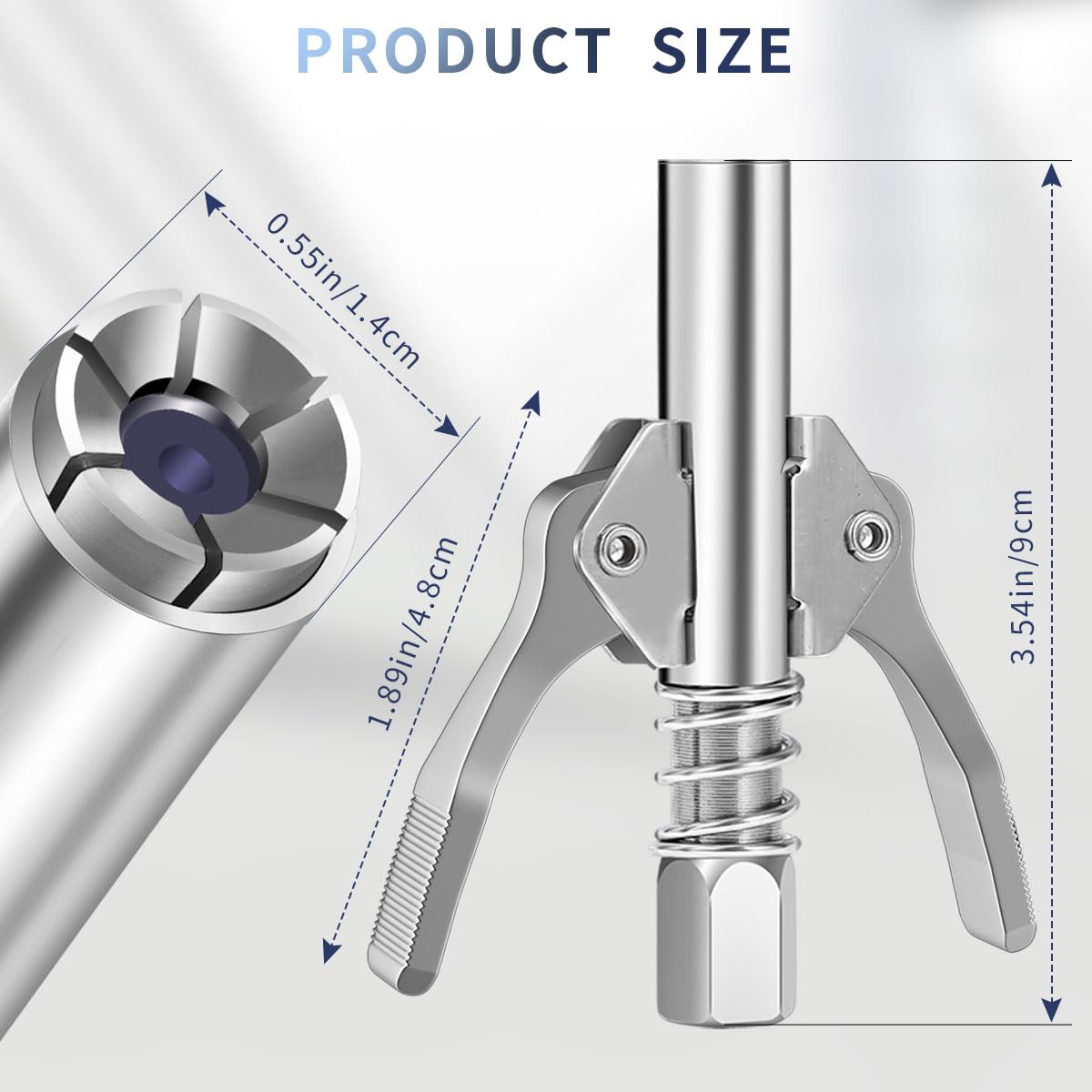 Quadafy Grease Gun Coupler, Quick Locking Grease Gun Tip, 6 Thickened Jaws Locking, High Pressure Grease Fittings, Compatible with All 1/8" NPT Grease Guns Quadafy