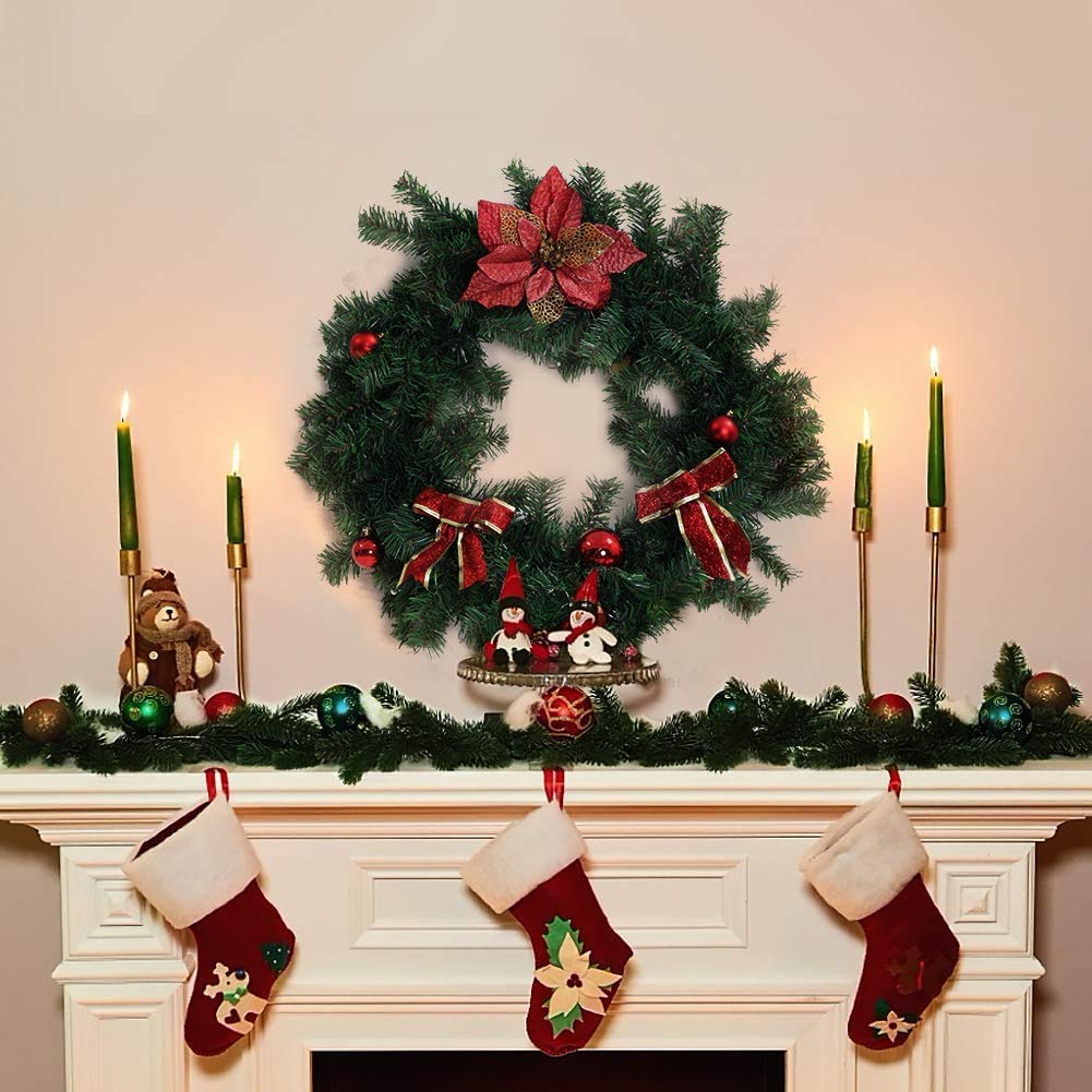 ikanboo 9 Feet Christmas Garland 260 Branches Xmas Artificial Decorations for Doors Stairs Fireplace