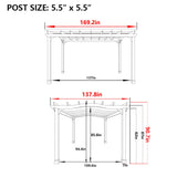 MUPATER Retratable Wooden Pergola Gazebo for Patio with Arched Roof and Stakes, 12'x14' Outdoor Pergola Garden Shelter Cedar Framed for Backyard,Deck,Garden,and Lawn MUPATER