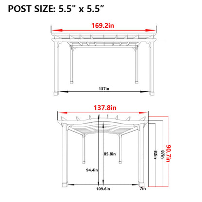 MUPATER Retratable Wooden Pergola Gazebo for Patio with Arched Roof and Stakes, 12'x14' Outdoor Pergola Garden Shelter Cedar Framed for Backyard,Deck,Garden,and Lawn - WoodArtSupply