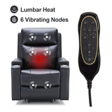 Eiayeebil Triple Motor Power Lift Recliner Chair with Adjustable Lumbar Support, Lay Flat Recliner for Elderly, Breathable Black Lift Chair Leather Recliner, Massage & Heating, USB Ports, Cup Holders Eiayeebil