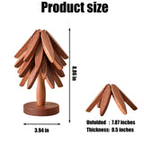 Wooden Trivets for Hot Dishes, Tree Shape Trivet Set, Foldable Kitchen Wooden Trivets, Tree Coaster for Hot Dishes、Pot、Bowl、teapot、hot Pot Holders (4 Piece-Walnut) SSFUN