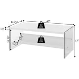 Convenience Concepts SoHo Glass Modern Living Storage Shelf, Contemporary Coffee Table for Family Room, 40", Faux White Marble Convenience Concepts
