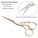 BIHRTC 4.5Inch Embroidery Scissors Sharp Tip Stainless Steel Little Scissors for Knitting Cross Stitch Cutting Embroidery Sewing Handcraft Craft Art Work DIY Tool Gold BIHRTC