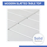 Soleil Jardin 7-Piece Outdoor Patio Dining Set, 35" - 71" Aluminum Expandable Outdoor Dining Table Set for 6, 6 Stackable Chairs with Gray Removable Cushions, White Soleil Jardin