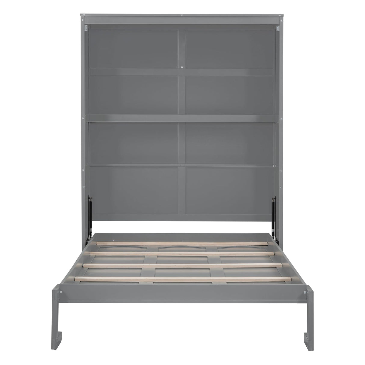 Merax Full Size Murphy Bed, Wood Full Murphy Cabinet Bed with Shelves, for Home Office or Small Room, Gray Merax