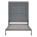 Merax Full Size Murphy Bed, Wood Full Murphy Cabinet Bed with Shelves, for Home Office or Small Room, Gray Merax