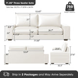 Valthie Faux Leather Couch, Mid Century Modern Comfy Loveseat Sofa with Wide Arm, Side Pockets, Solid Wooden Frame for Office, Living Room and Bedroom, 2 Seater (White, 71.25 Inches) Valthie