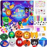 Max Fun Sea Shell & Rock Painting Kit, 2 ON 1 Glow in The Dark DIY Halloween Arts & Crafts Gifts for Kids Ages 4-12, Craft Activities Kits Creative Art Paint Toys for Boys Girls Birthday Party Gifts Max Fun