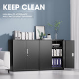 DNA MOTORING Metal Storage Cabinet, 36'' Locking Cabinet with 2 Doors and 2 Adjustable Shelves, Metal Cabinet Heavy Duty Utility Cabinet for Garage,Office,Home,Gym, Black, TOOLS-00631-BK-BK DNA MOTORING