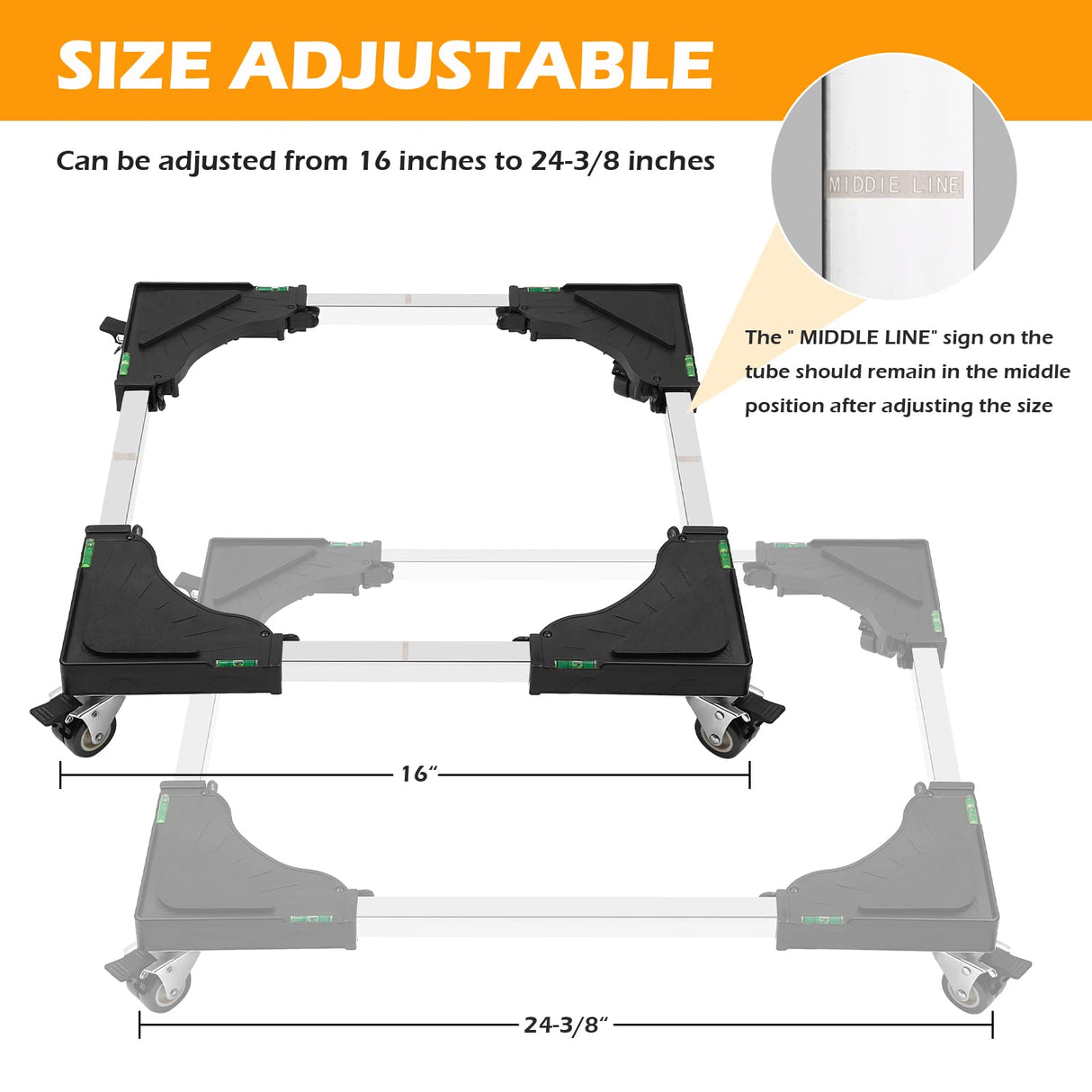 Nefish Furniture Dolly Adjustable Mini Fridge Stand Washing Machine Stand Mobile Roller with 4 Locking Swivel Wheels Universal Mobile Base Moving Cart for Dryer Refrigerator Nefish