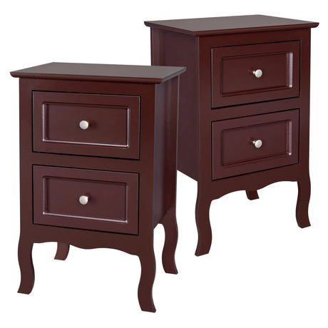 Bonnlo Brown Nightstand Set of 2, Nightstands with 2 Drawers, Bed Side Table/Night Stand, Small Nightstand for Bedroom, Small Spaces, College Dorm, Kids’ Room, Living Room, Wood, 16W x 12D x 24H Bonnlo