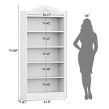LITTLE TREE 73" Modern 5-Tier Bookcase, White Storage Shelf for Living Room, Bedroom, Home Office LITTLE TREE