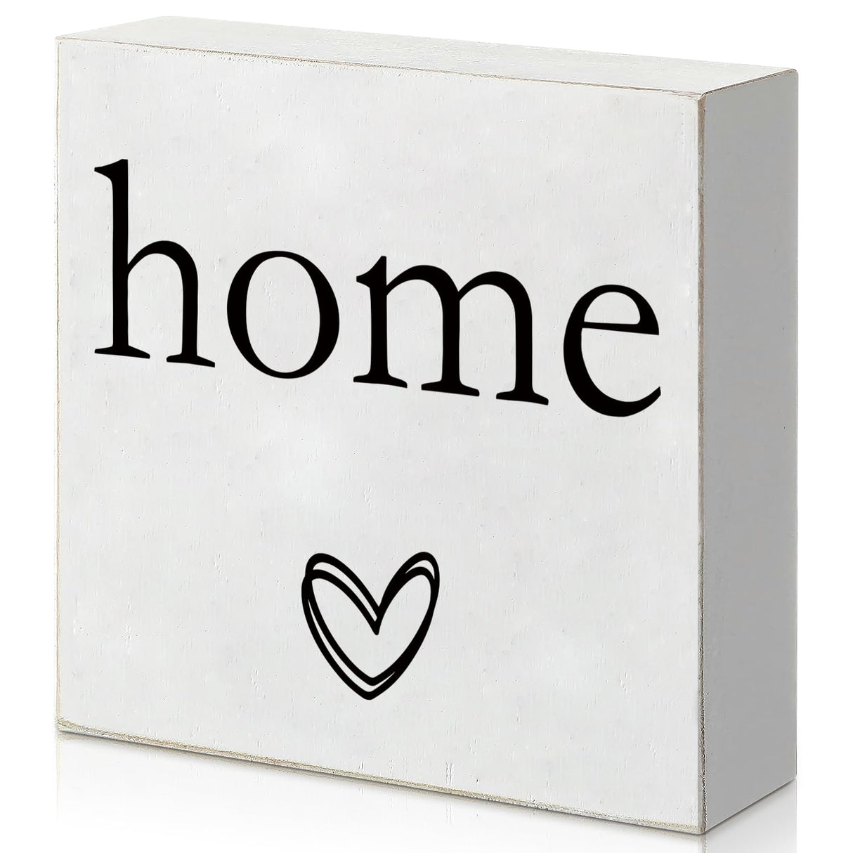 KENTUOK Home Cute White Wooden Box Square Sign, House Bathroom Bedroom Wood Box Sign for Home Living Room Shelf - Rustic Desk Décor, Table Decoration 5 x 5 Inch KENTUOK